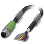 M12 12 Pole Cable L=10000mm MALE Shielded with Openend 