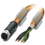 M12-S Power (3+PE) Cable L=3000mm FEMALE Shielded with Openend 