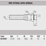 0010001 Pipe Fitting with Spring Ø8mm x 1/4inch, Male, IAC
