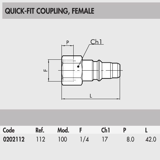 0202112 quickfit coupling 100 14inch female iac