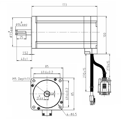 2251-3 High Voltage Closed Loop Stepper Motor NEMA34-8.0NM 3phase