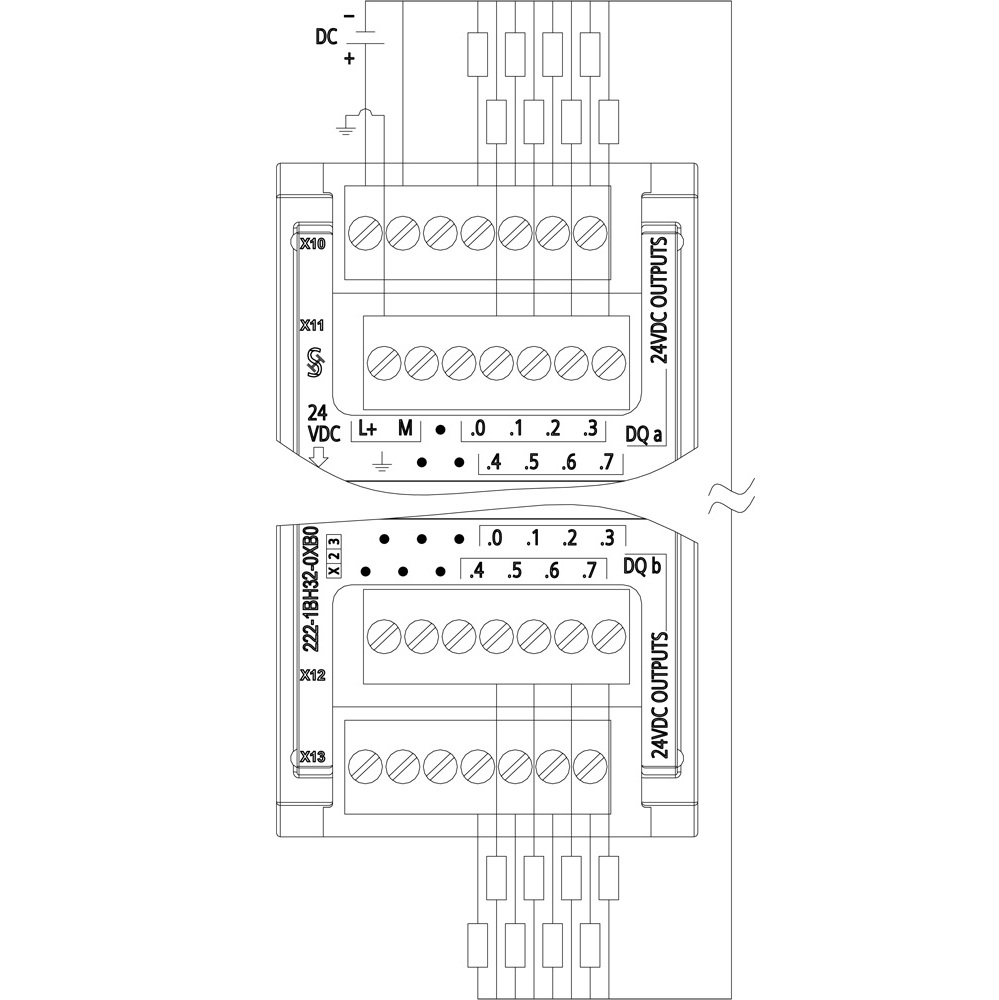 232-3 Digital Output Module - SM1222 - 16xDO - 6ES7222-1BH32-0XB0 for PLC S7-1200 Schematic