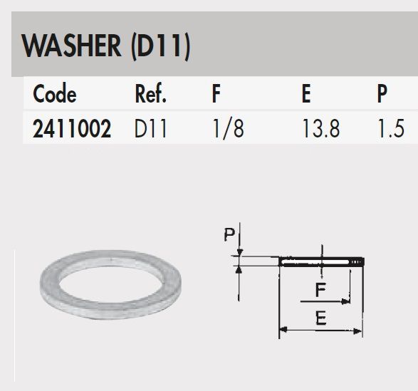 2411002 fitting 18inch sealing washer d11