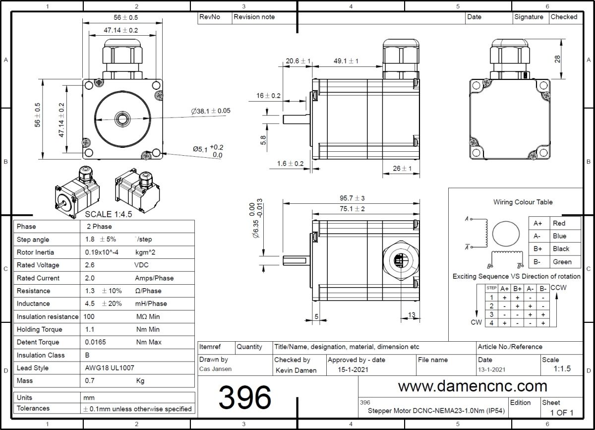 3967 stepper motor dcncnema2310nm ip54 2d dimensions and tech specs