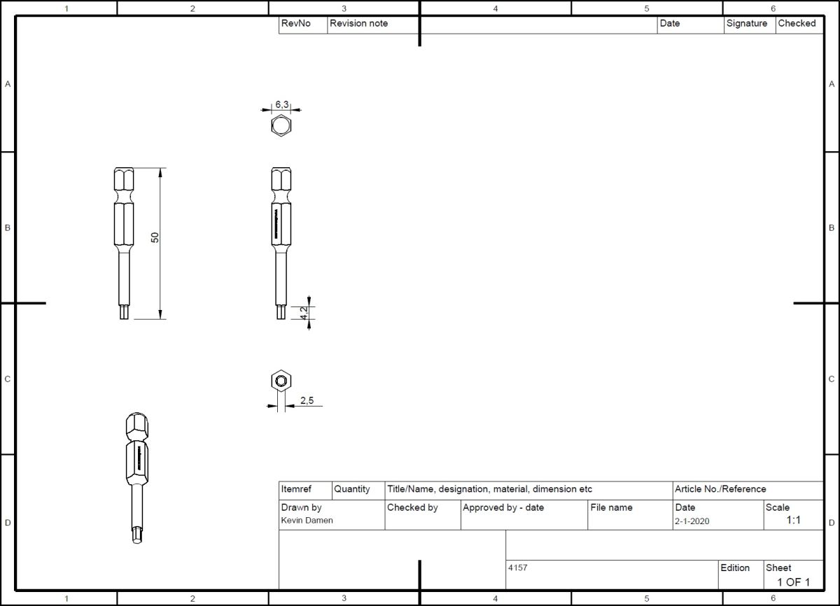4157-2 Socket Attachment - Type A 1-4inch SW2.5mm 2D Dimensions