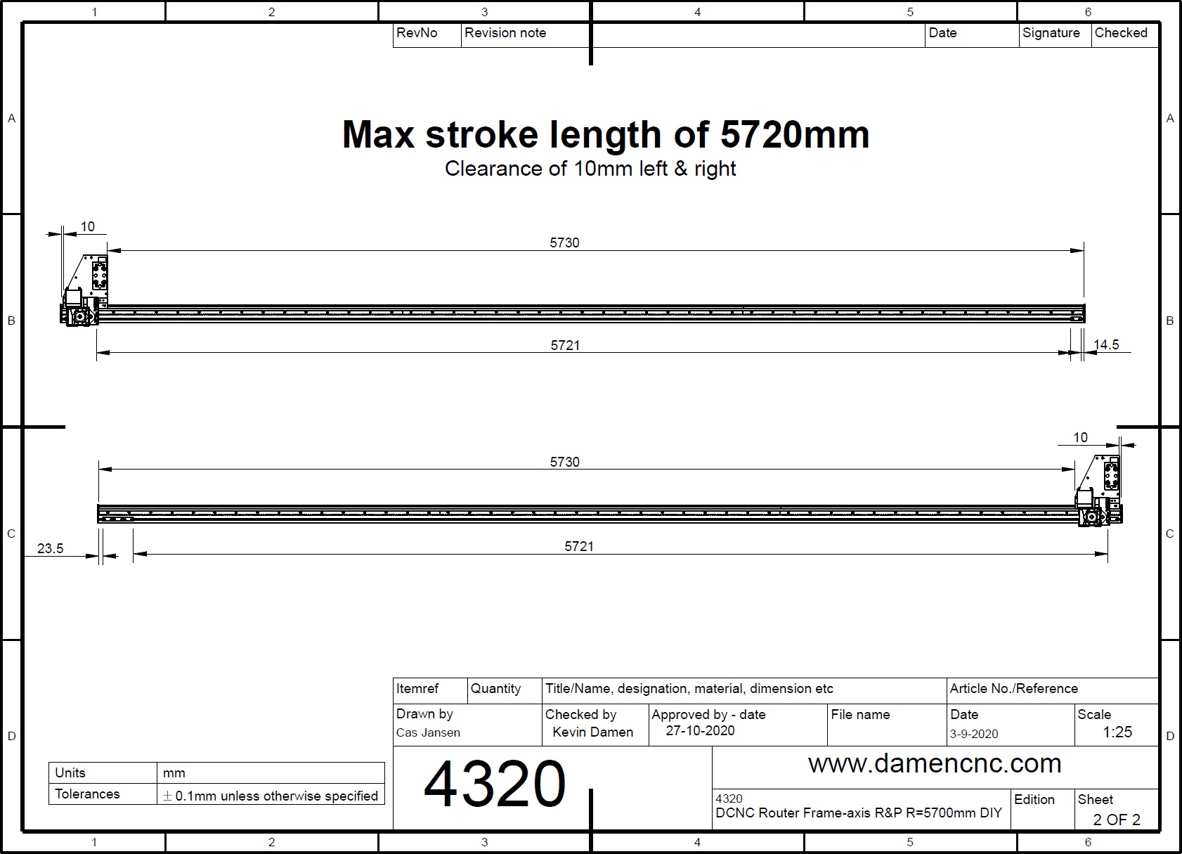 43208 dcnc router frameaxis rp r5700mm diy stroke length 2d dimensions