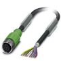 M12 8 Pole Cable L=10000mm FEMALE Shielded with Openend 