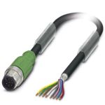 M12 8 Pole Cable L=1500mm MALE Shielded with Openend 