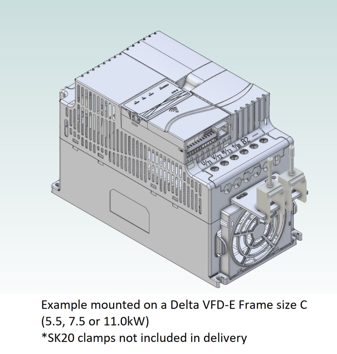 5209-4 EMC Shield Plate for Delta VFD-E Frame A-B-C Frame C 3D