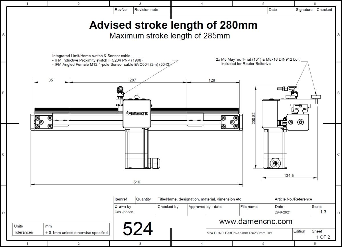 5245 dcnc beltdrive 9mm r280mm diy advised stroke 2d dimensions