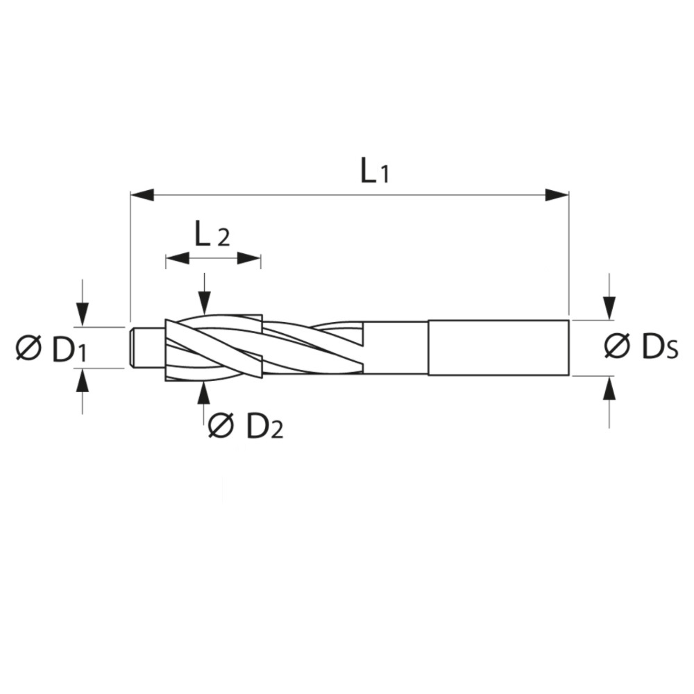 5403-4 M5 Counterbore Drill Ø10.0mm pilot Ø5.3mm DIN 373 Fine 0214001000100 2D Dimensions