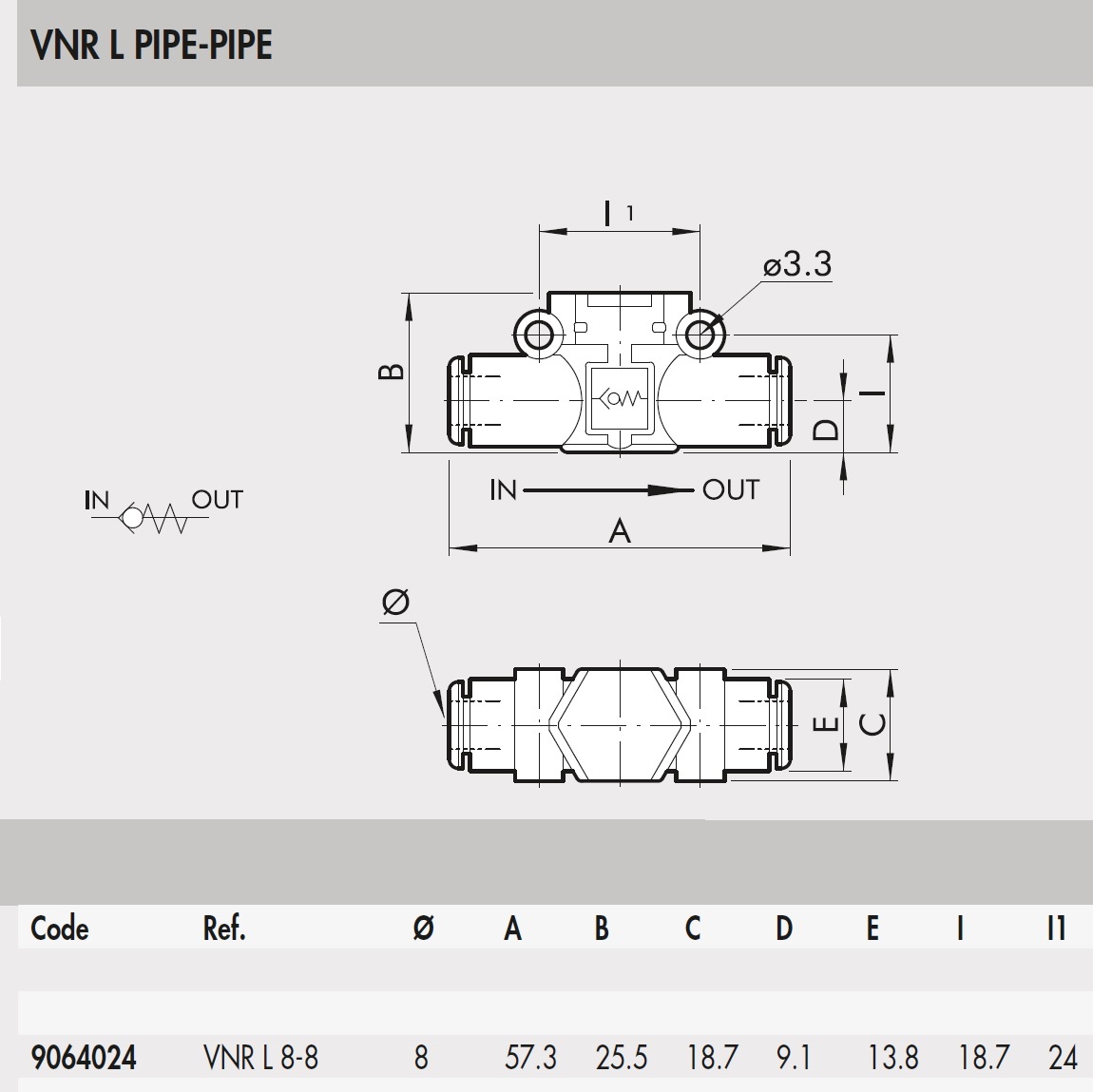 56254 9064024 inline oneway check valve 88mm 2d dimensions