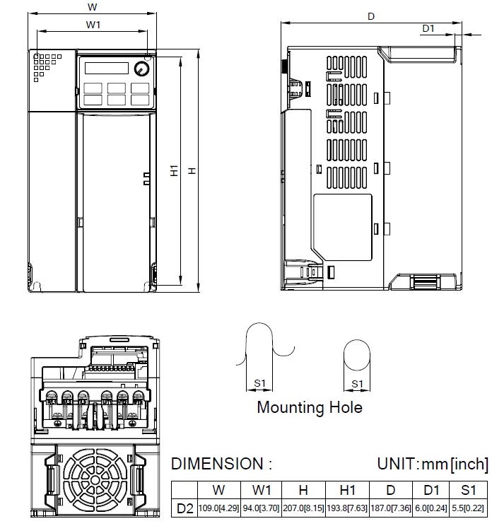 5901-3 VFD17AMS43AFSAA 400V-400V 7.5kW Built-in EMC filter