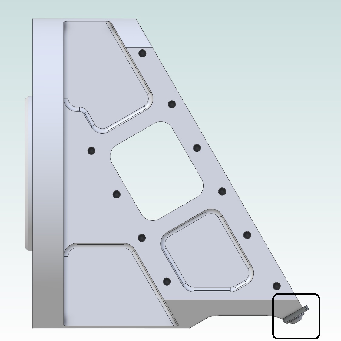 6042-4 ATC QTC flange end stop 18x102x3mm 3D Render Assembly