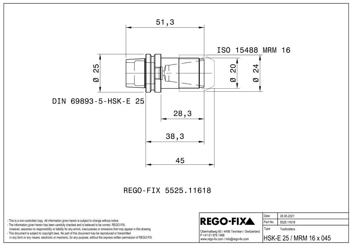 62162 hske25 mrm 16 x 045h toolholder balanced nut 2d dimensions