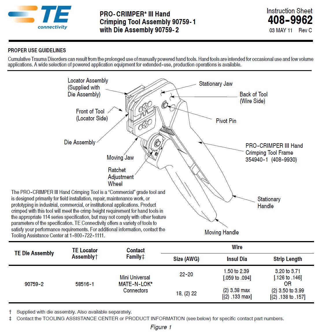 350218-1 AMP - TE CONNECTIVITY, Contact, Universal MATE-N-LOK Series