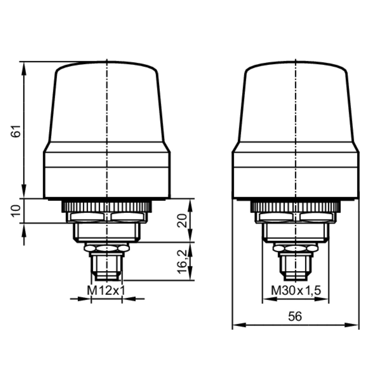 63342 dv2120 1segment signal lamp iolink or di control 2d dimensions