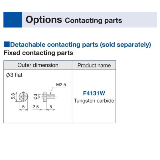 6897-2 F4131W Ø3 flat - probe tip - M2.5x5 - Tungsten 2D