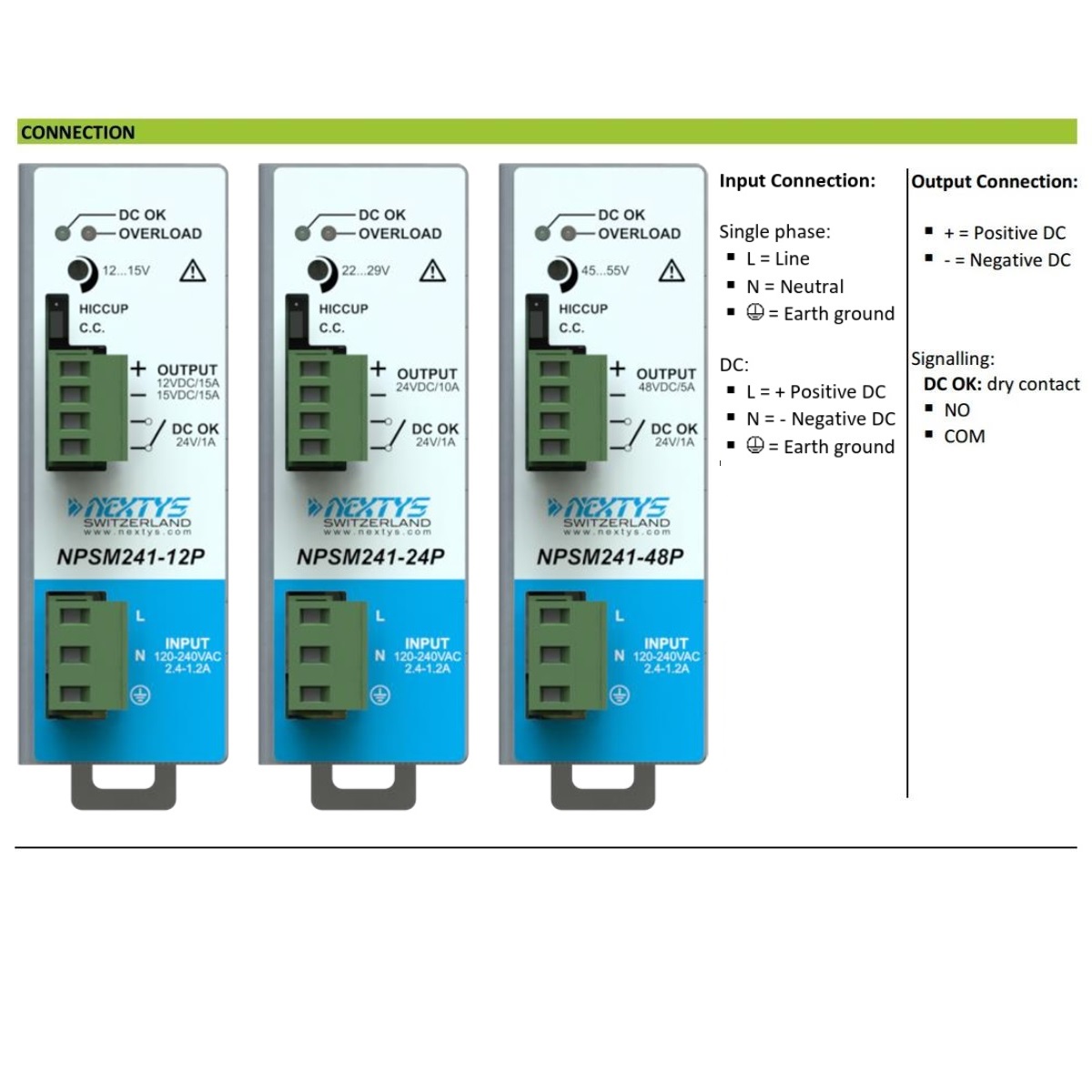 7344-4 NPSM241-24P 24VDC 240W - Ultra Compact - Parallelable - DIN Rail PowerSupply