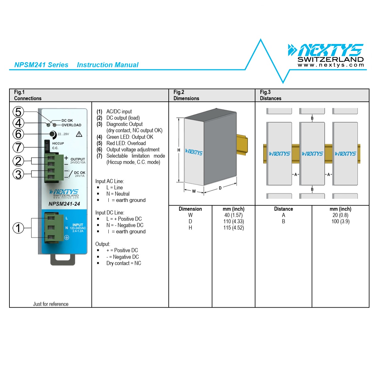 7344-5 NPSM241-24P 24VDC 240W - Ultra Compact - Parallelable - DIN Rail PowerSupply