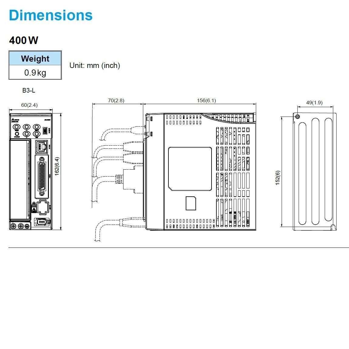 AC Servo Drive 400W ASD-B3A-0421-L (Step-Dir + STO) | DamenCNC B.V.