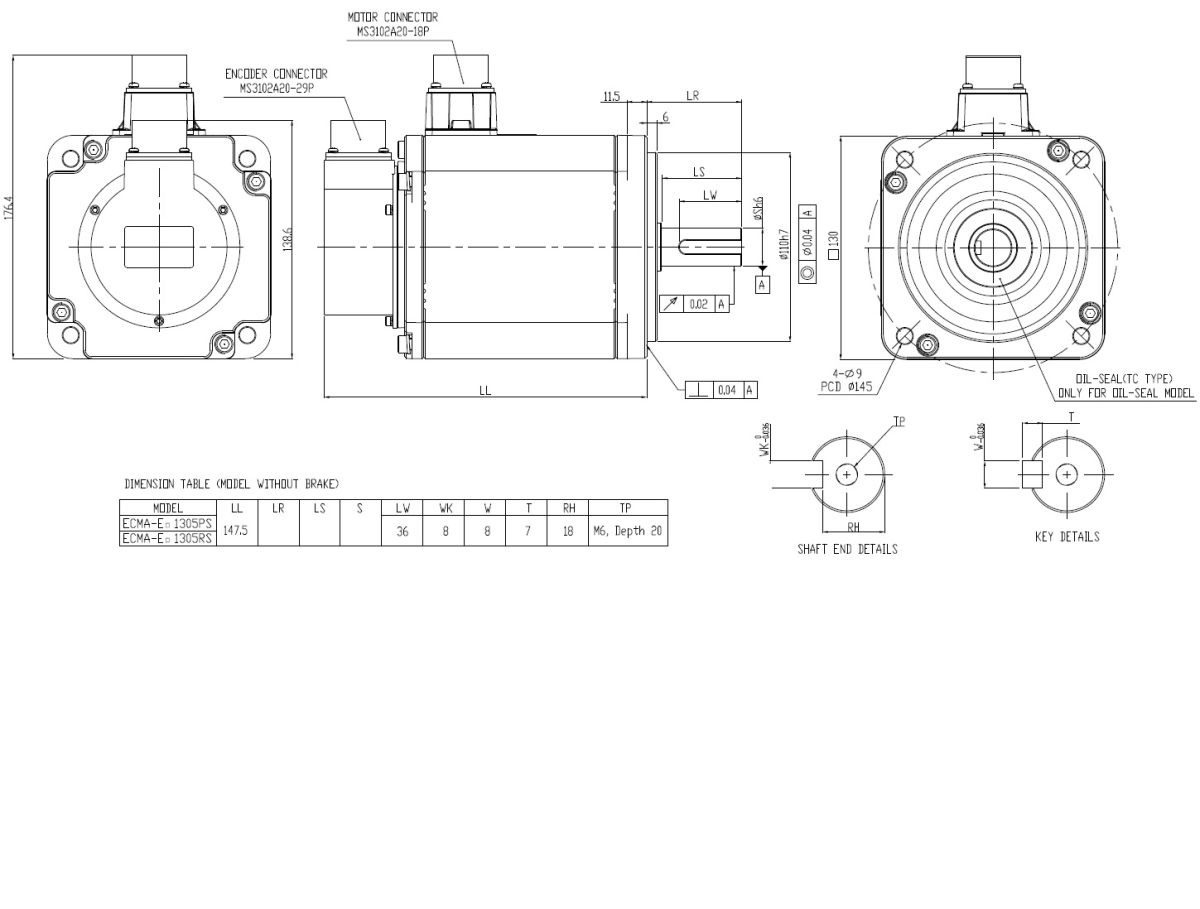 AC Servo Motor 500W ECMAE21305RS DamenCNC B.V.