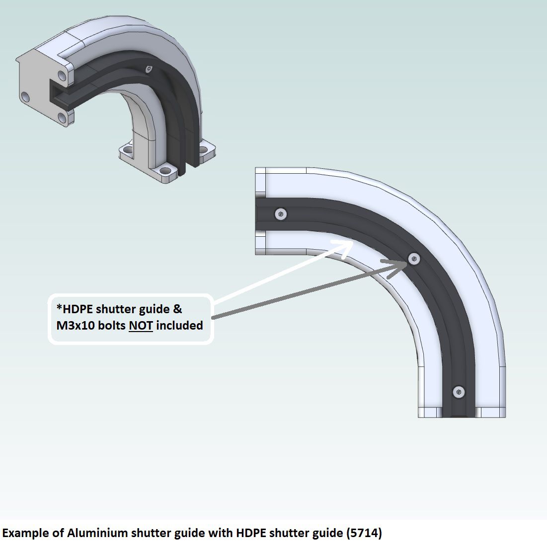 Aluminium shutter guide for Maytec 40x40 45 degrees | DamenCNC B.V.