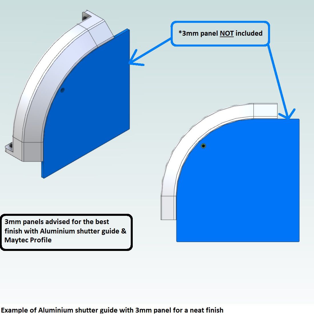 Aluminium shutter guide for Maytec 40x40 45 degrees | DamenCNC B.V.